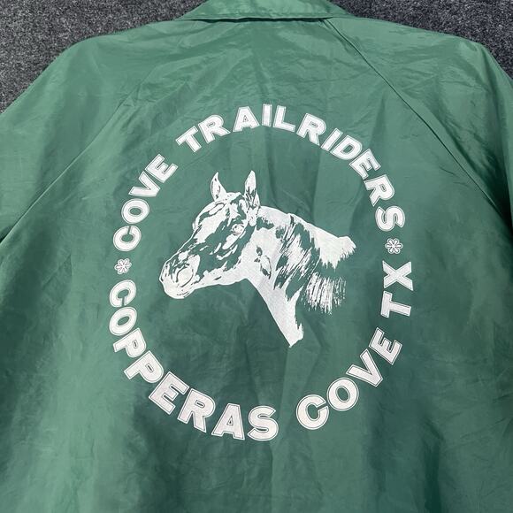 Vintage Made In USA Windbreaker Cardinal Green Snap Medium Jacket Horse Riding - Picture 2 of 7